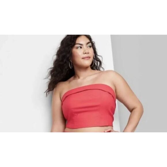 Wild Fable Red Cropped Tube Top Size Small - Picture 2 of 3